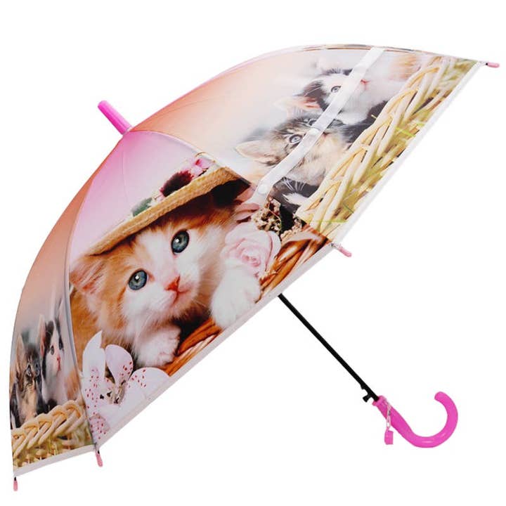AS SHOWN Kids Kitty Puppy Print Translucent Eva Umbrella for wholesale on Faire2