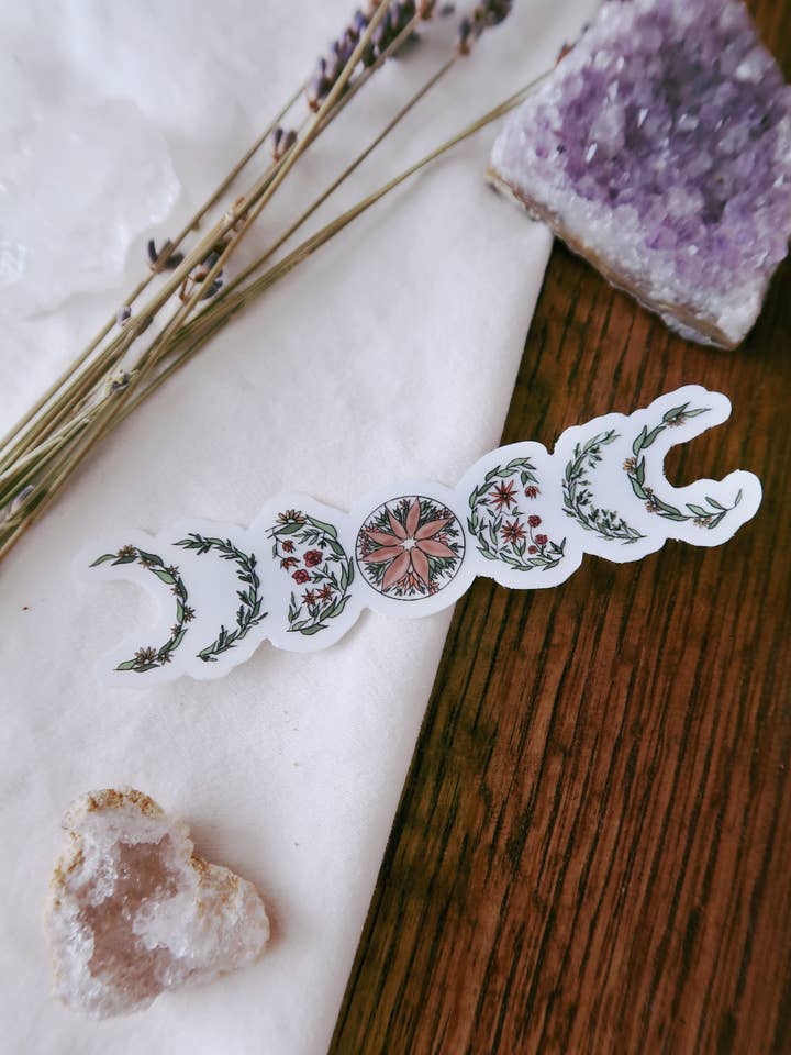 Blomster Moon Fase Clear Sticker for engroshandel hos True Alignment
