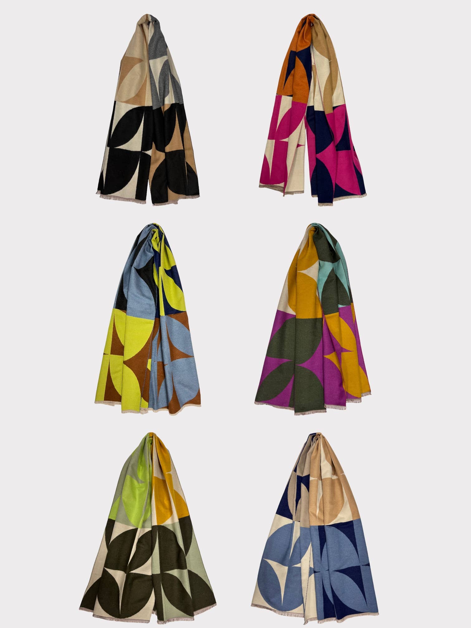 London Scarves - Wholesale Scarf - Women's - Retro print on cashmere blend scarf finished with fringes8