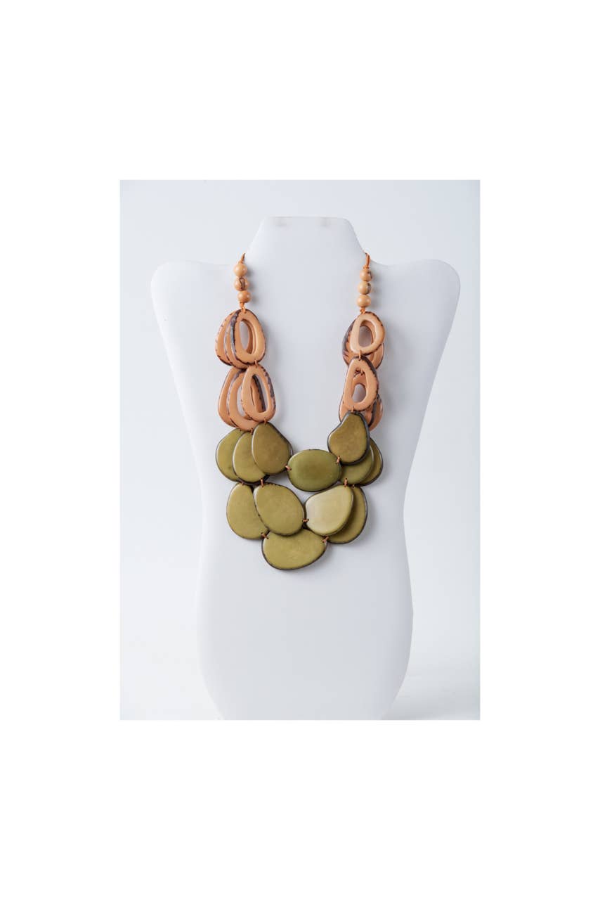 TaguArtsy – wholesale Bib necklace – Remy – Vibrant Tagua Necklace with Loop Accents0