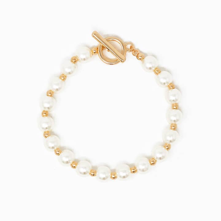 Sessori - Wholesale Beaded Bracelet - Mixed Pattern Acrylic Pearl Toggle Bracelet