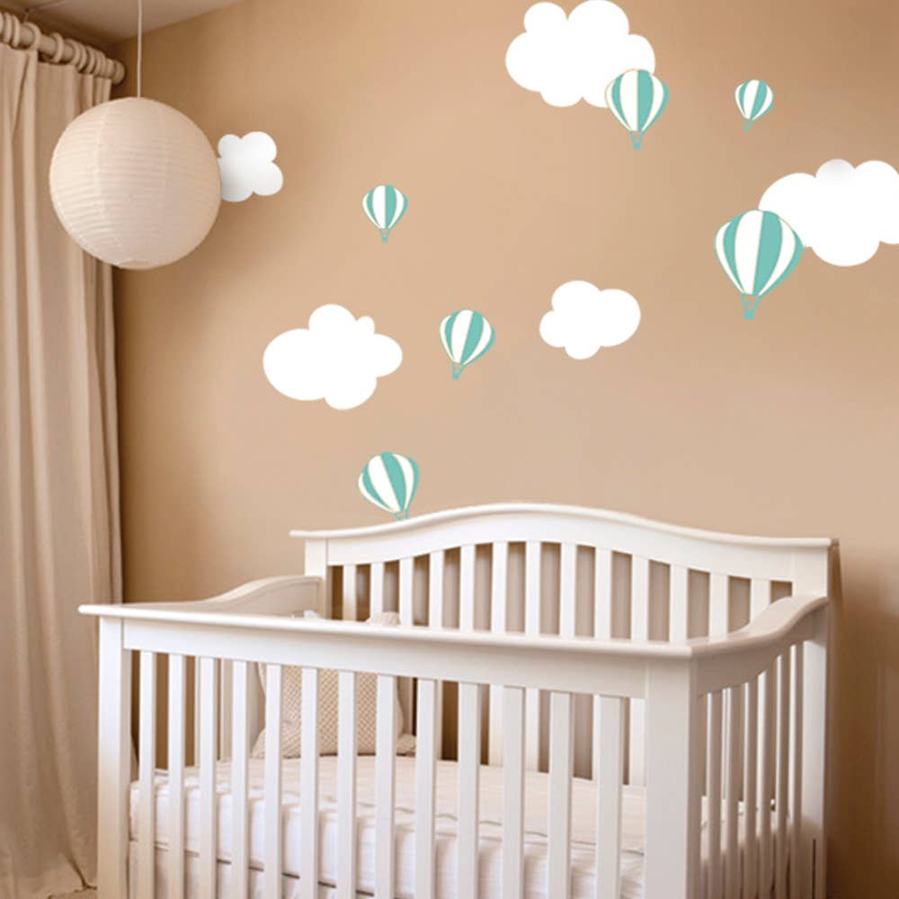 Simple Shapes - Wholesale Wall Decal/Stickers - Hot Air Balloon Decals with Clouds Wall1