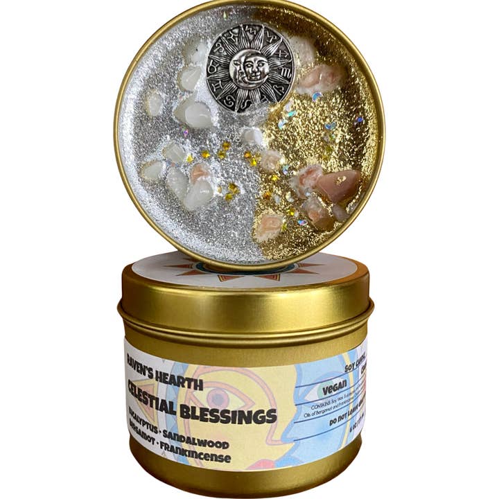 Celestial Blessings Candle | Eucalyptus Scent | 6 oz for wholesale by Raven’s Hearth