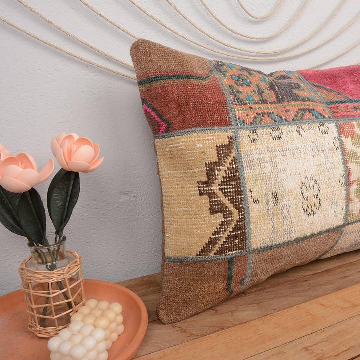 Cojín Vintage Kilim 20x28 Diseño Antiguo Patchwork para venta al por mayor de Kilim Pillow Decors