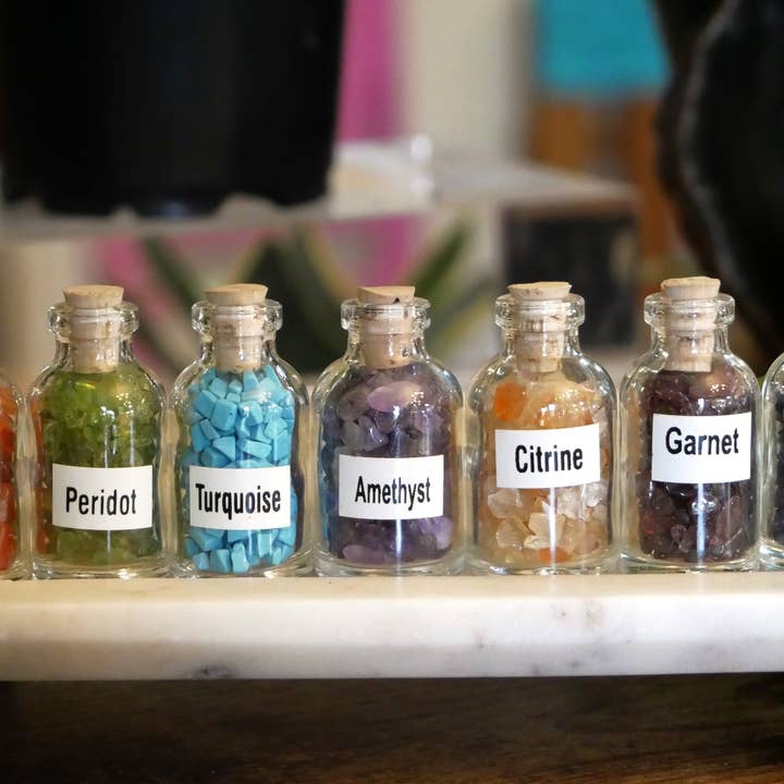 Chakra Chip Stones Bottles for wholesale by The Healing Sanctuary