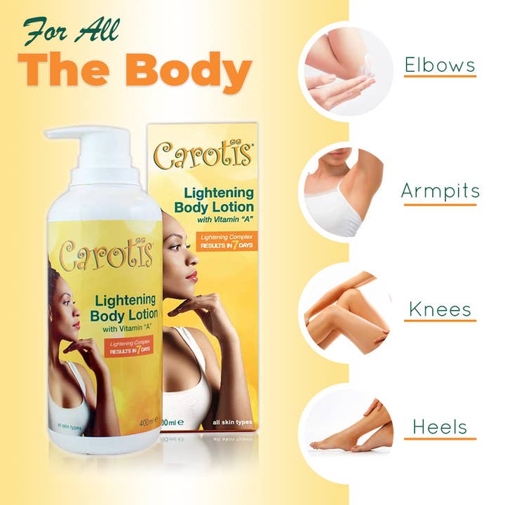 Mitchell Brands - Wholesale Body Cream/Lotion - Carotis Lightening Body Lotion with Vitamin A - 400ml / 14.10 fl oz