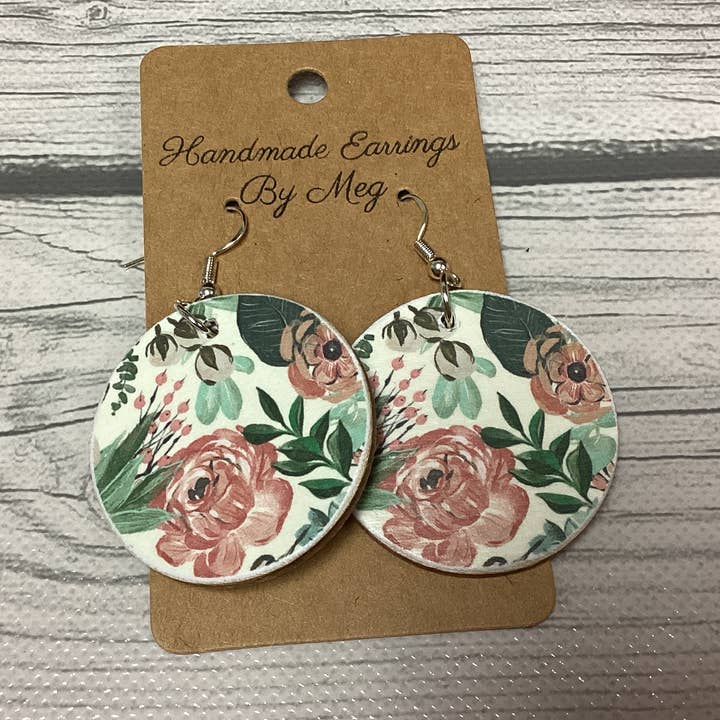 Cream Floral 1.5 inch for wholesale by Handmade Earrings By Meg