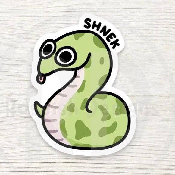 Derpy Snake Water Bottle Sticker: Shnek, Funny Meme, Reptile Lover Gift for wholesale by Roseish Designs