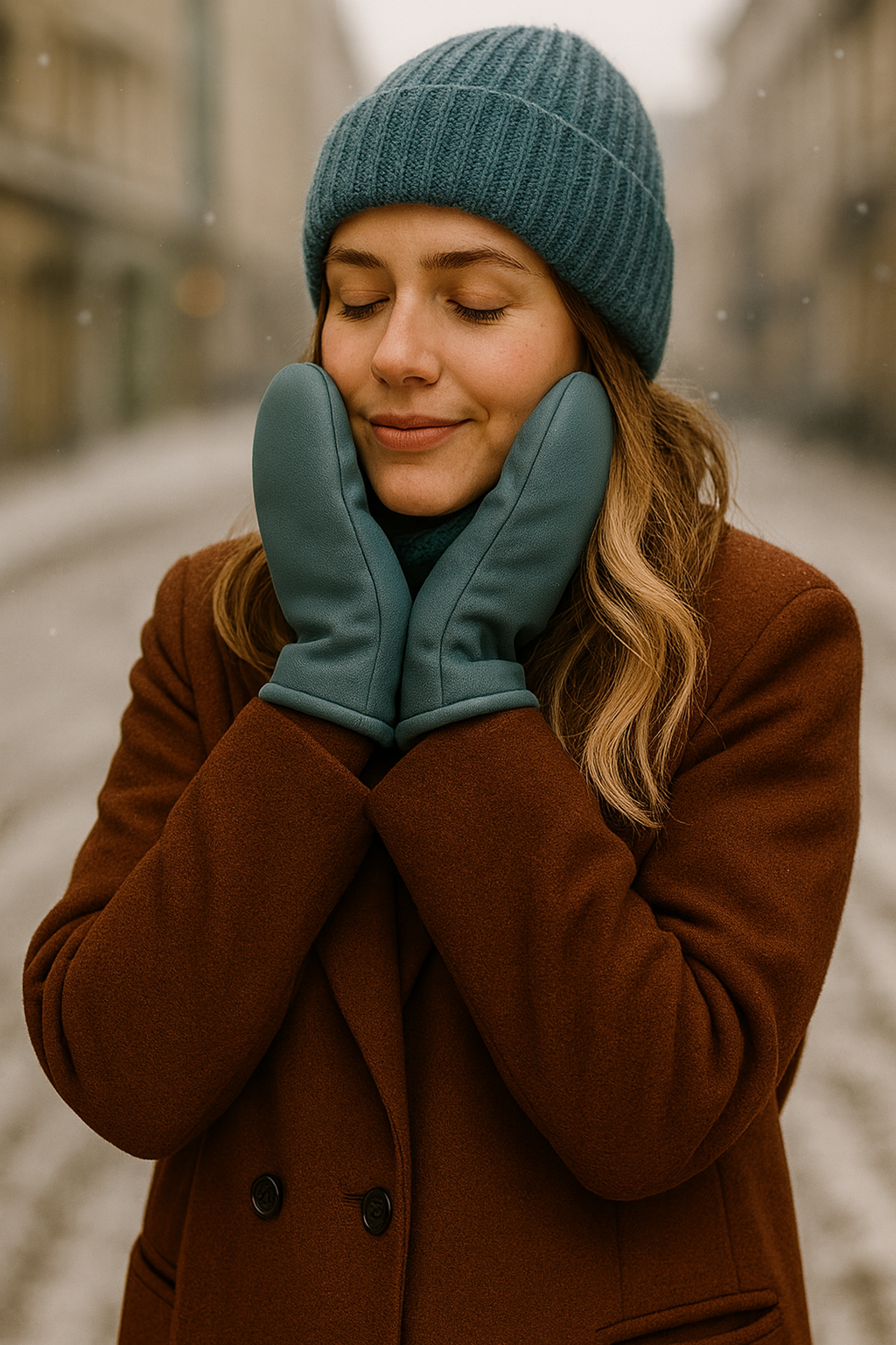 Allesco Inc. - Wholesale Mittens - Women's - LADIES VEGAN LEATHER & FAUX SUEDE MITT WITH FAUX FUR LINING3