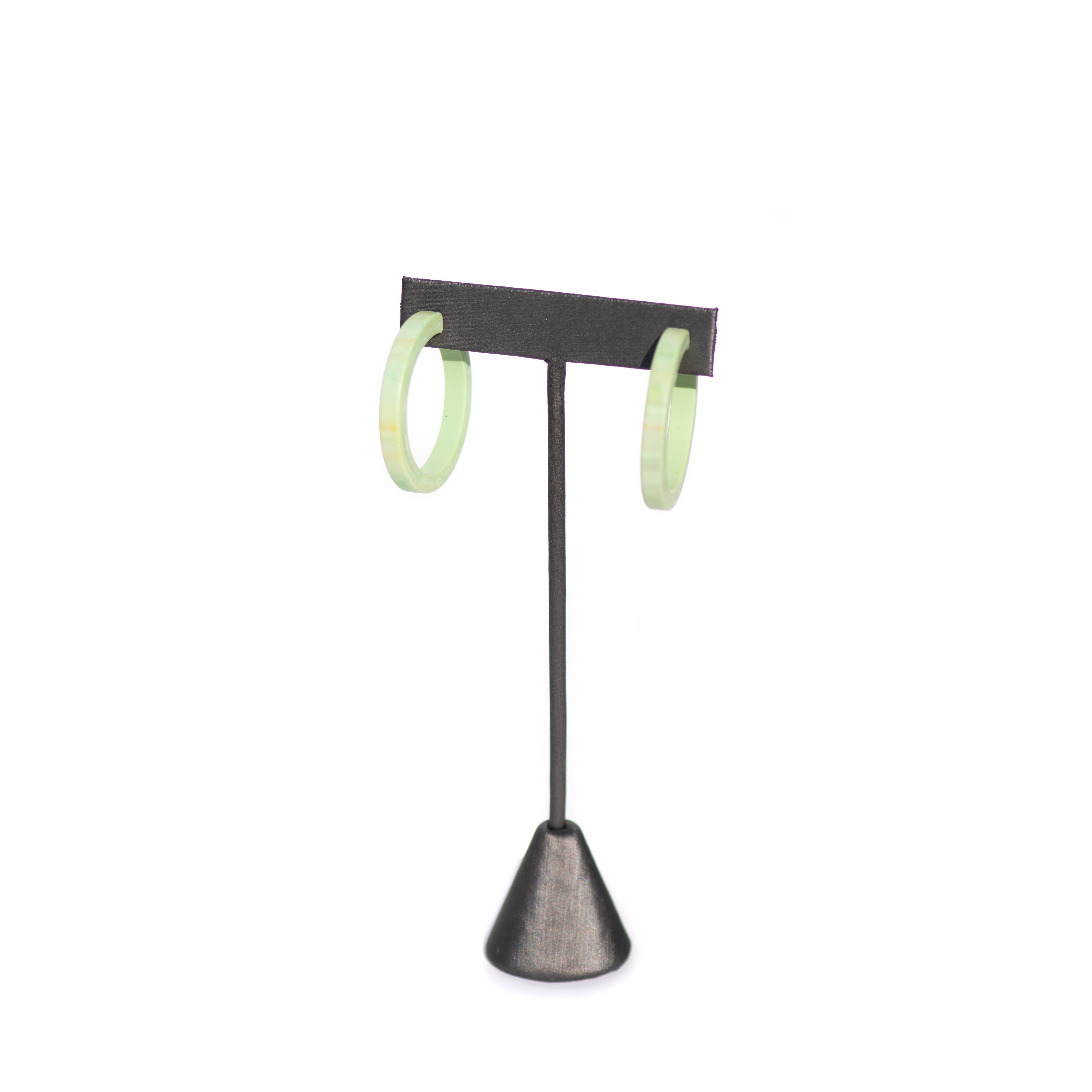 Leetie Lovendale - Wholesale Hoop Earrings - Mint Green Marbled Matte Classic Hoop Earrings2