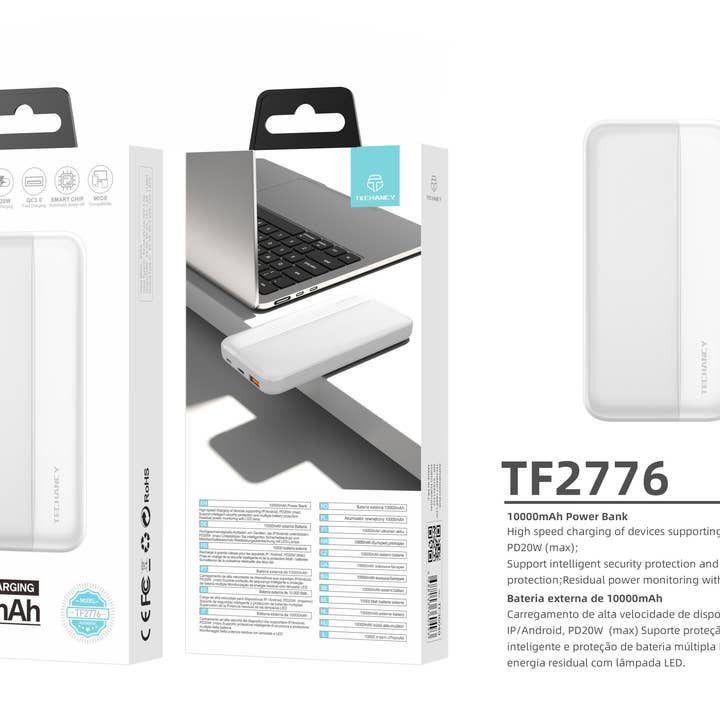 TECHANCY - Wholesale Portable Charger - TECHANCY Power Bank 10,000 mAh, Slim & Lightweight Mobile