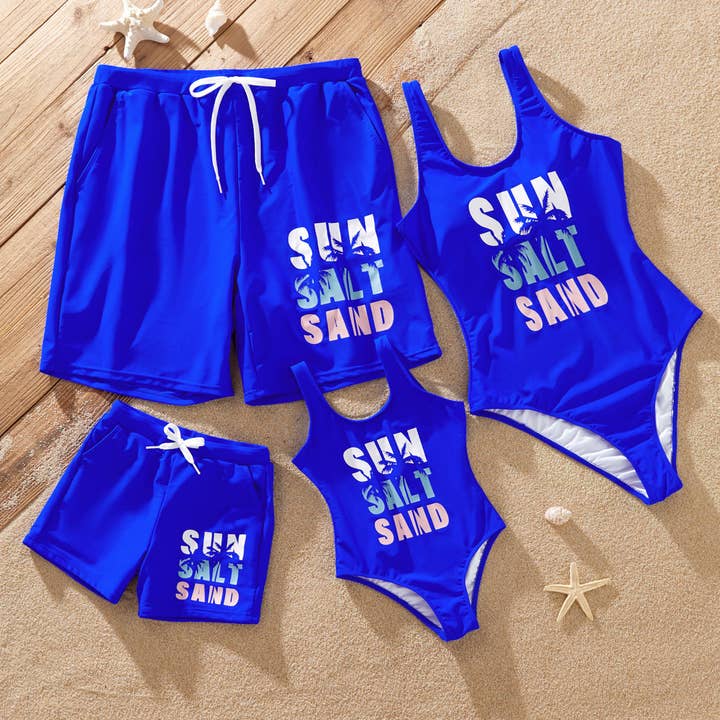 Family 'Sun Salt Sand' Graphic One-Piece Swimwear or Trunks for wholesale by PatPat Matching