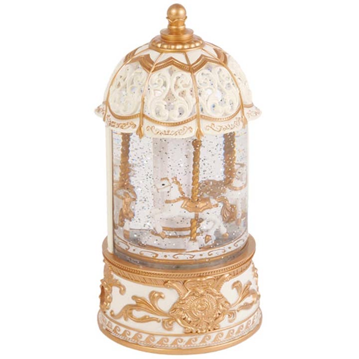 Speldosa karusell, vit/guld, resin, 11x11x22 cm för wholesale av Dekoratief