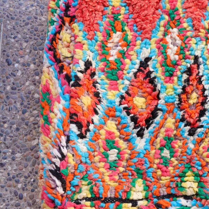 Néda - Wholesale Pouf - Colorful Berber Pouf Azilal Coral Multicolor1