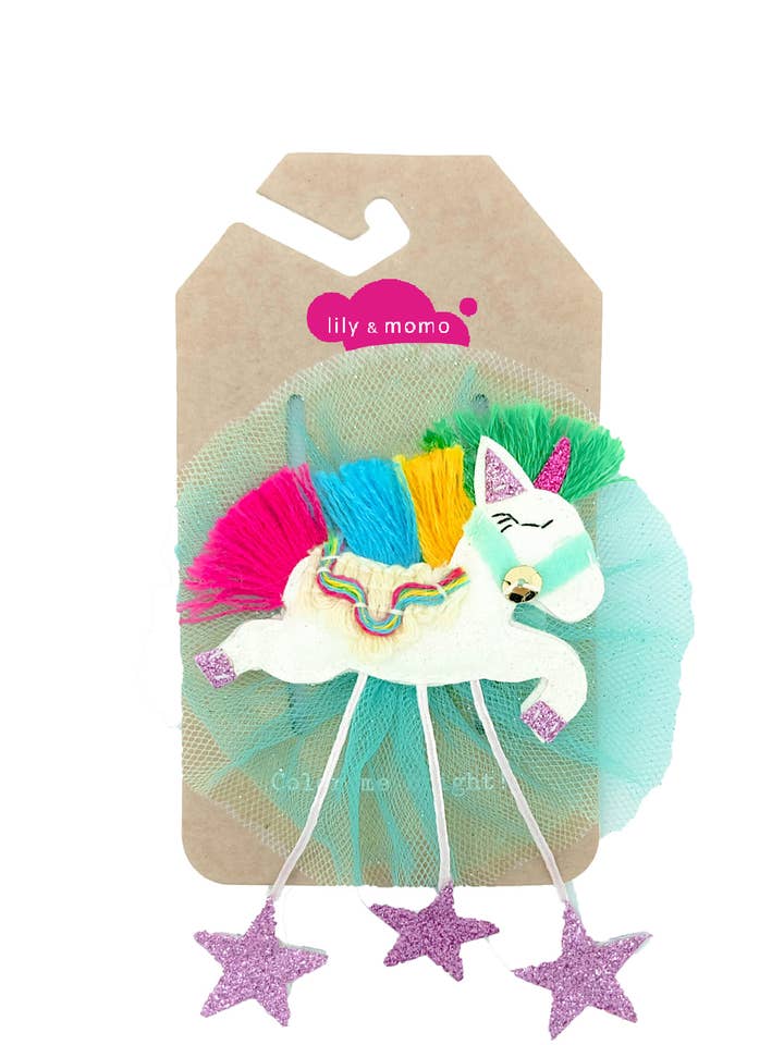 Starry Unicorn Kids Hair Clip- Multi for wholesale by Lily and Momo