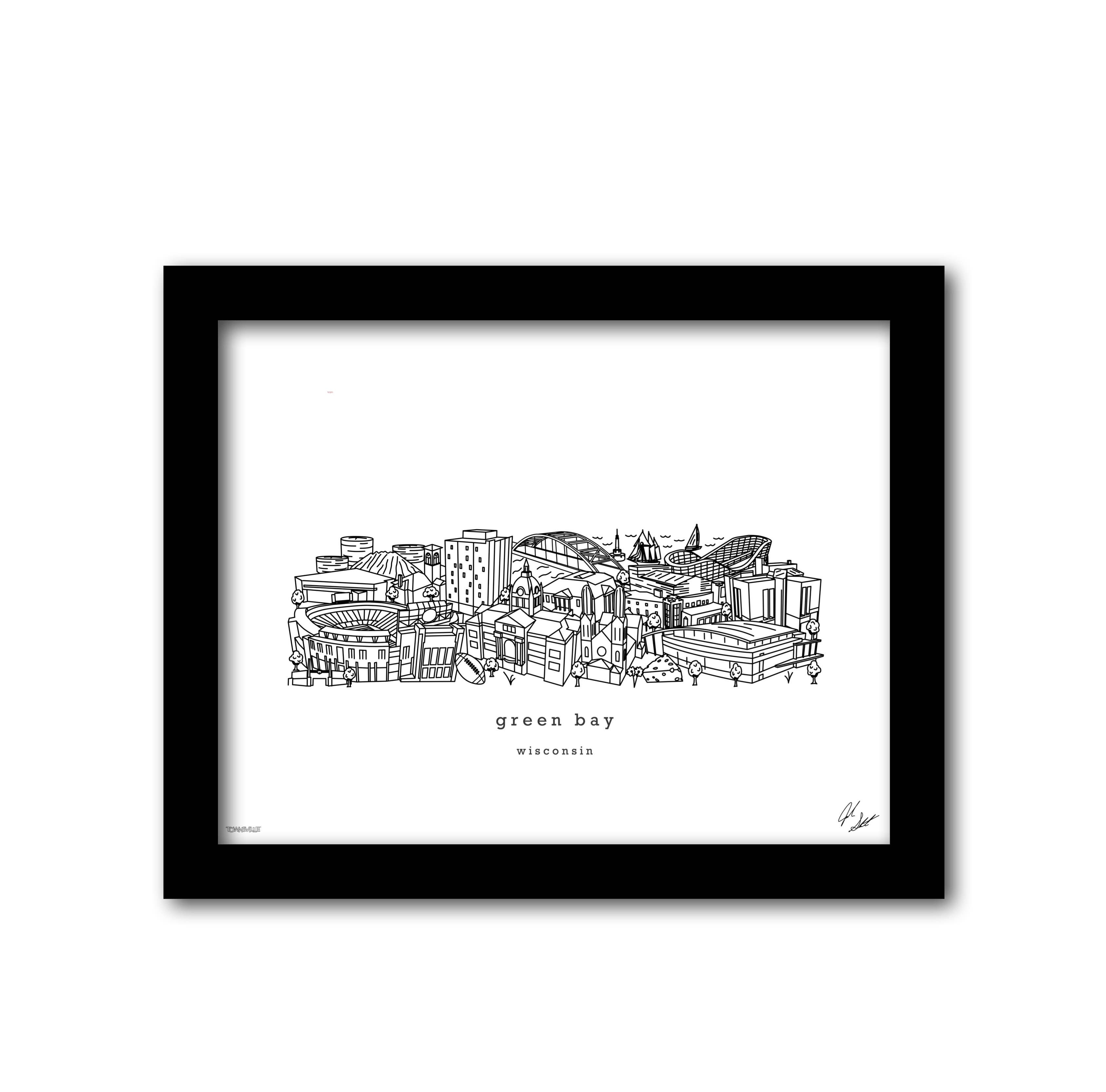 Townsville Art - Wholesale Art Print - Green Bay Wisconsin Minimalist Wall Decor2