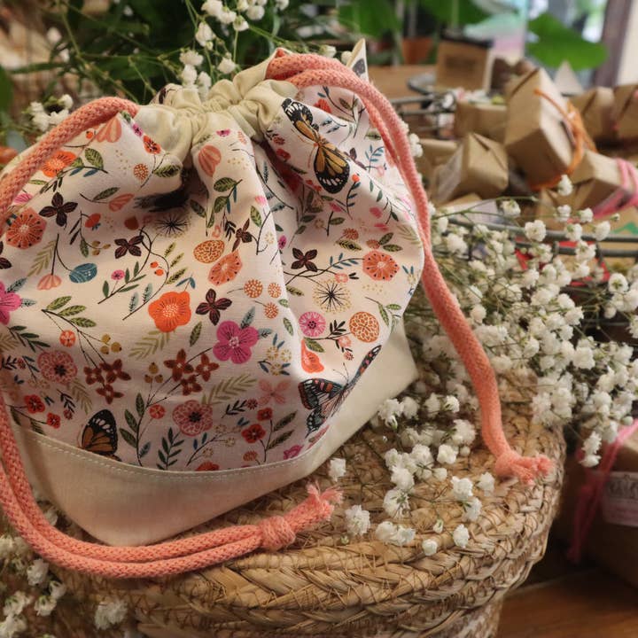 Handmade Drawstring Pouch // Cotton Project Bag for wholesale by Bean & Boy