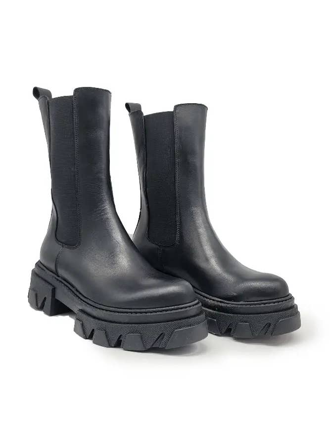 ART.160 Beatles Sort Læder Fremstillet i Italien for engroshandel hos Eccellenza Donna