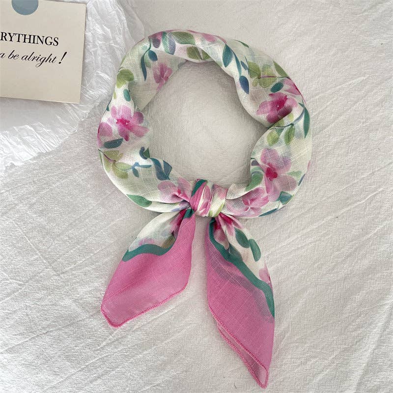 pinkblu02 – wholesale Halsduk - Dam – Sommar Dammode Bomull Linne Blommig Sjal6