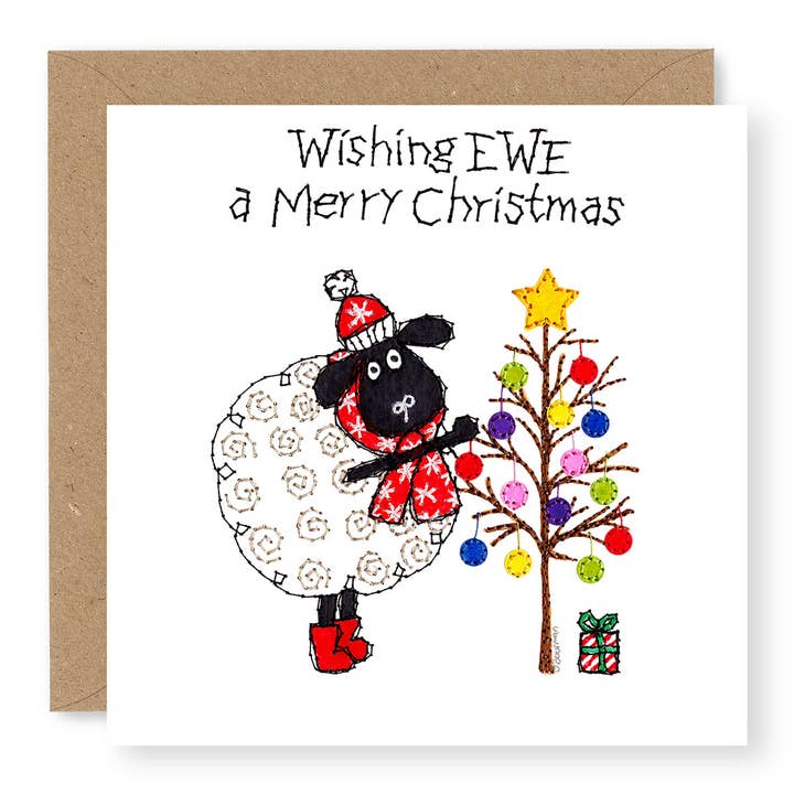 Arbre de Noël EWE Merry Xmas pour la vente par Jane Buurman Handmade (Greetings Cards)