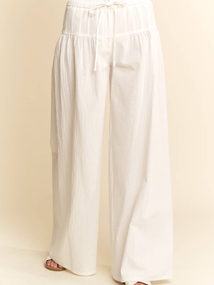 Hers & Mine - Wholesale Pants - Women's - PINTUCKED WAIST LINE LINEN PANTS