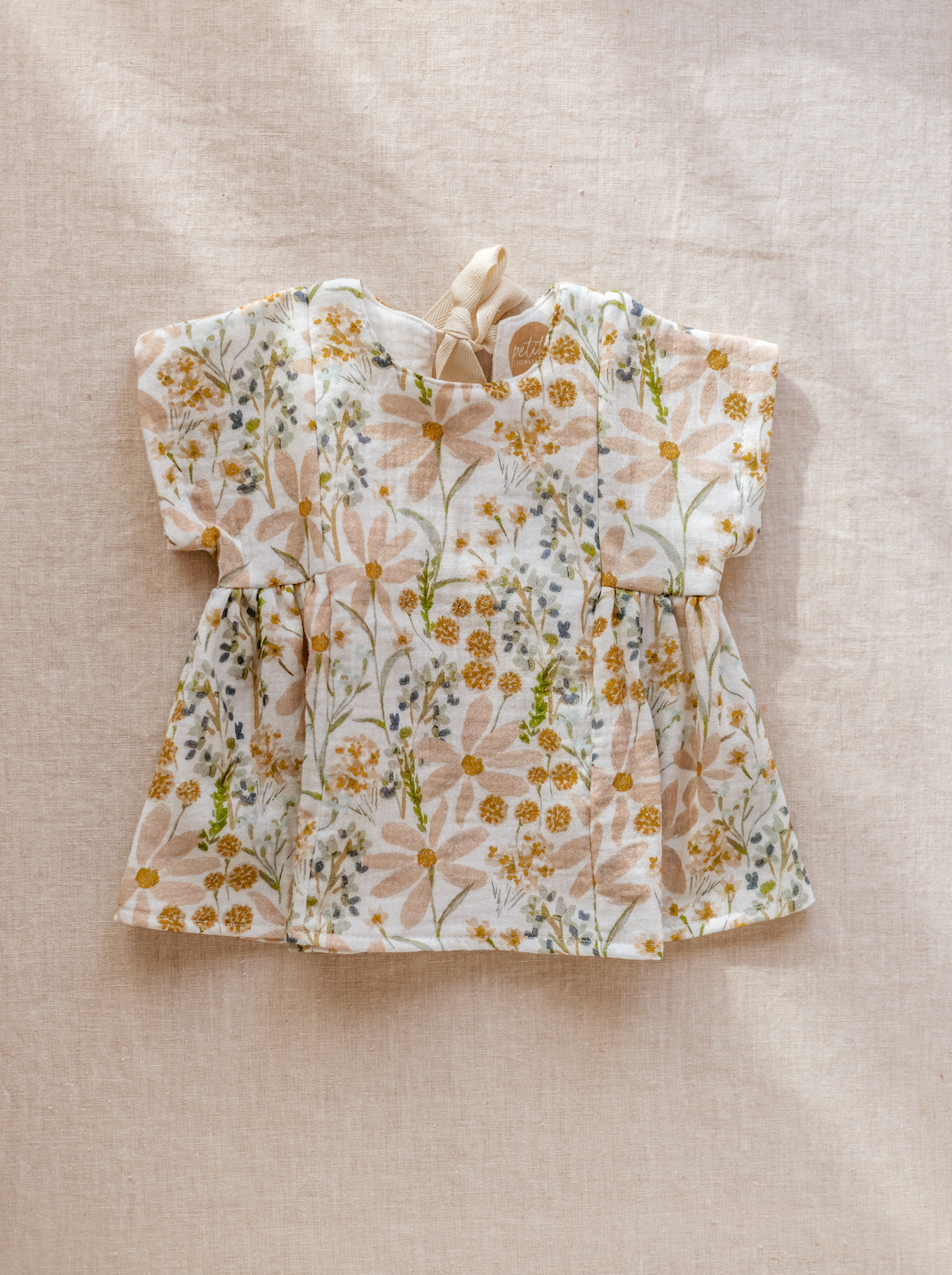 PETITE EvelinaApparel - Vente Robe – bébé - Robe Malia avec fleurs ivoire et blush2