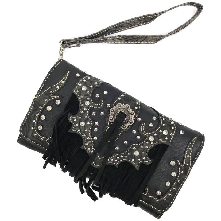 Lunar Deer - Wholesale Wallet - Women's - Lace Fringe Trifold Crossbody Wallet1