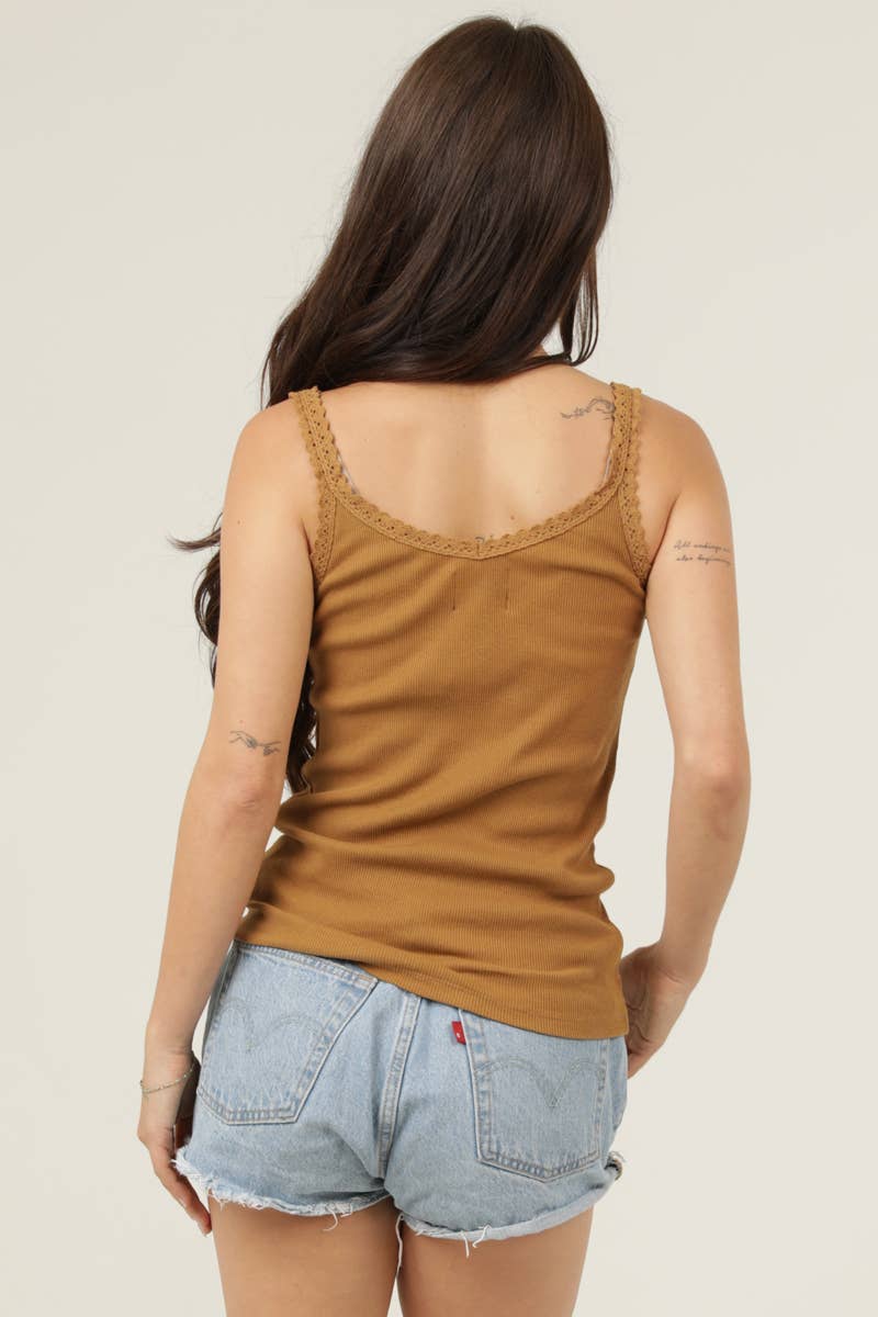 ANGIE - Wholesale Camisole - Women's - X2AG9-ASIS LACE TRIM RIB KNIT CAMI40