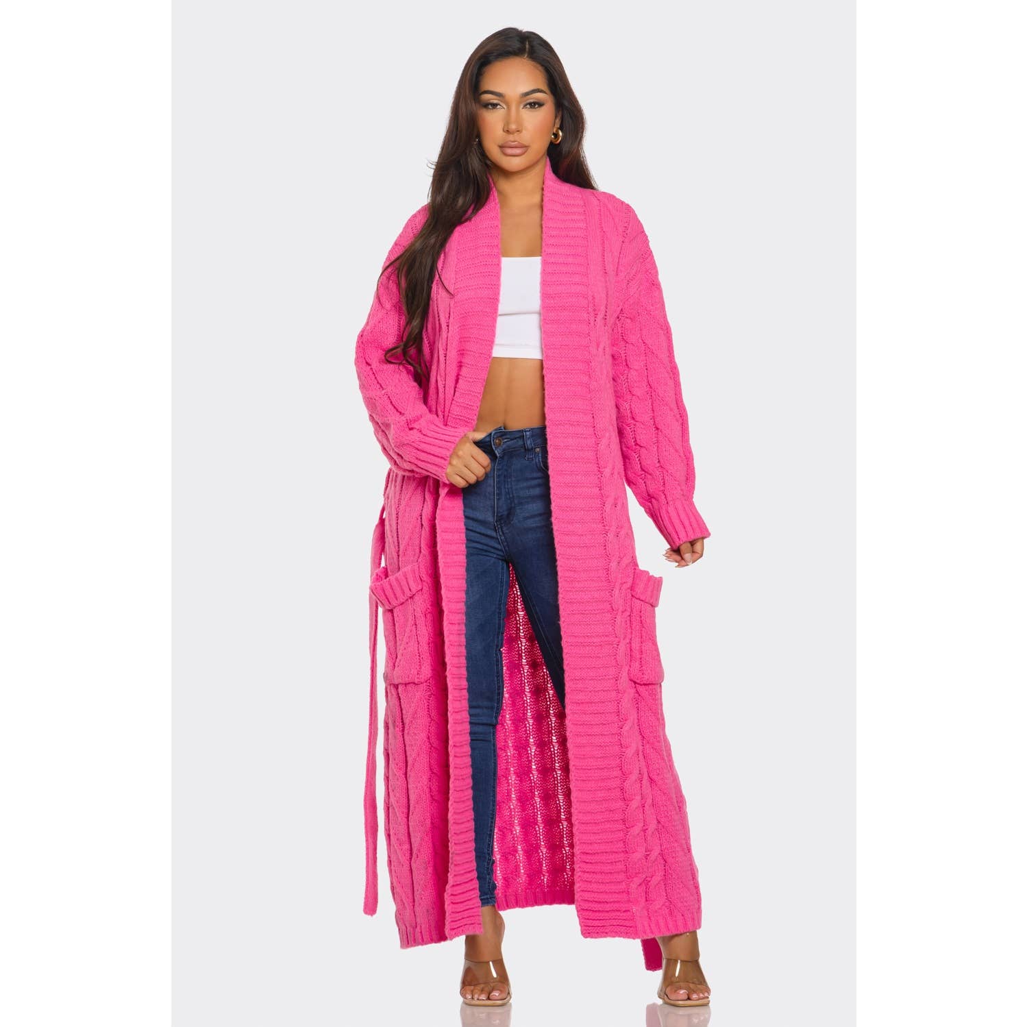 HiteJeans - Vendita all'ingrosso Cardigan - Donna - MAXI CARDIGAN IN MAGLIA CON CINTURA5