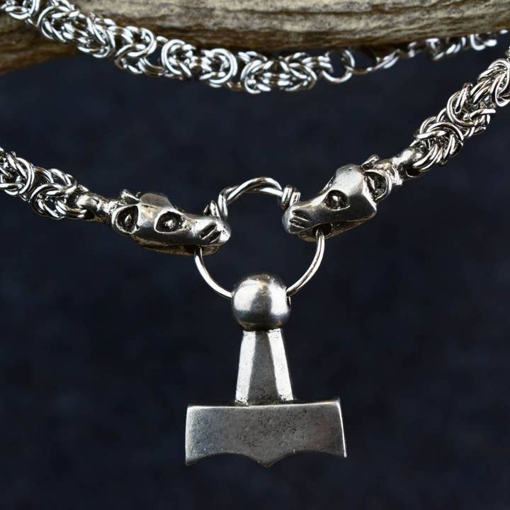 Mjolnir on Dragon Chain Viking Necklace for wholesale by Asgard