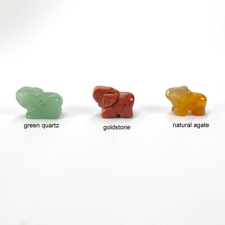 Rock Paradise - Wholesale Spiritual Stone/Crystal - Crystal Gemstone Elephants - Side Drilled - Choose Stone