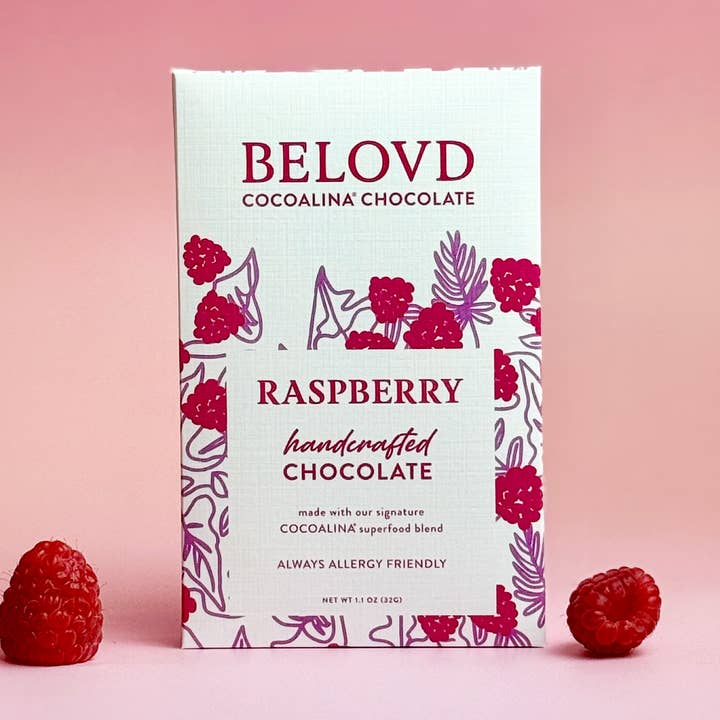 BELOVD chocolate - Wholesale Chocolate Bar - Raspberry Cocoalina vegan, dark Chocolate Bar