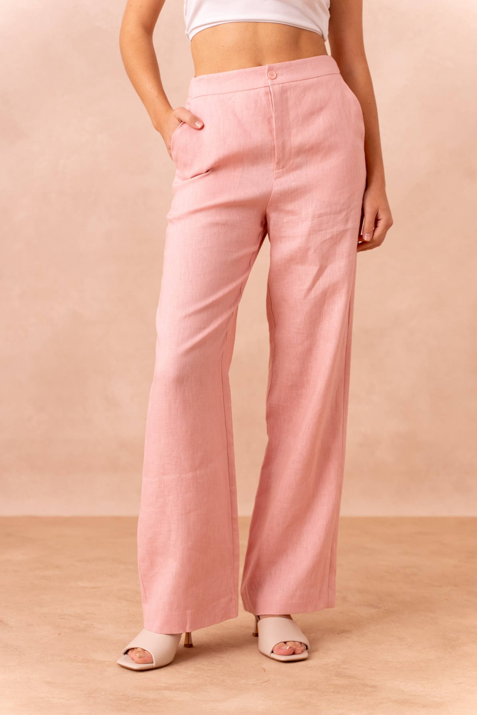 Attentif Paris - Wholesale Pants - Women's - [Linen] Plain straight trousers in premium quality linen37