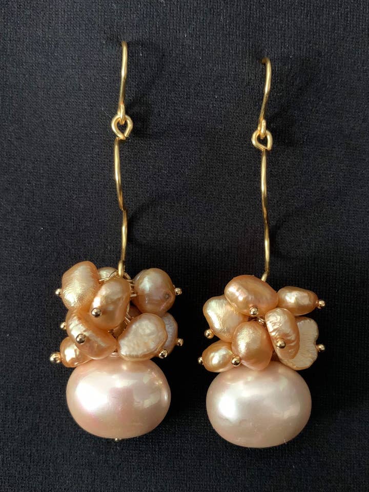 Cluster perzik pareloorring in goud gevuld! voor wholesale door Diana Wingert Jewelry