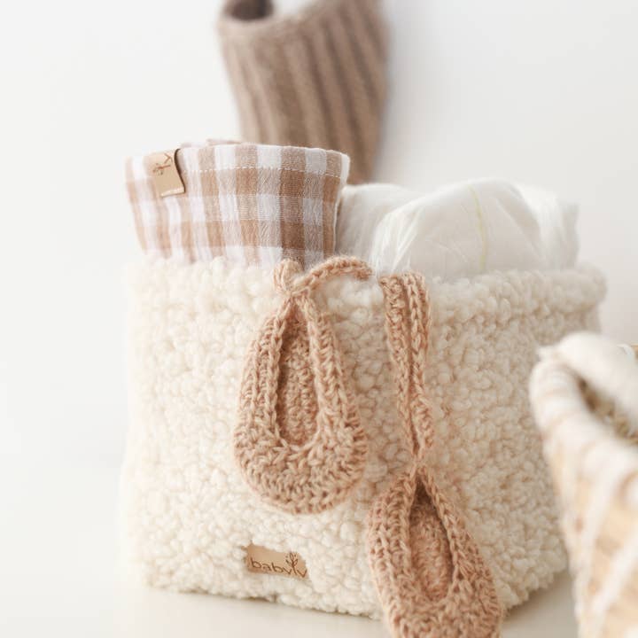 Babyly Teddy Box, Boucle Organizer Container - Cream Babyly Teddy Box, Boucle Organizer Container - Cream