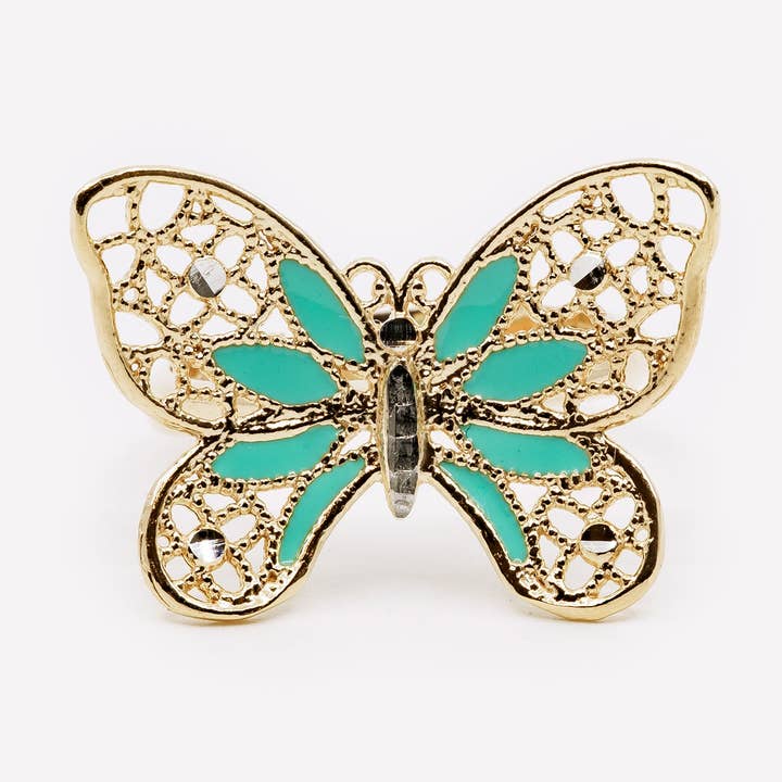 JUSTERBAR SØLVRING MED SOMMERFUGL "JUST WING ME" for engroshandel hos MINA MINA