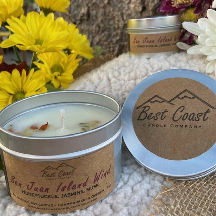 Vents de l'île de San Juan - Chèvrefeuille, Jasmin, Musc pour la vente par Best Coast Candle Company