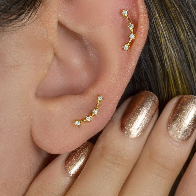 StockJWL - Wholesale Stud/Post Earrings - 12 Zodiac Earrings, Constellation Stud Earring Stud Piercing Tragus Helix Lobe and Cartilage Silver And Gold63