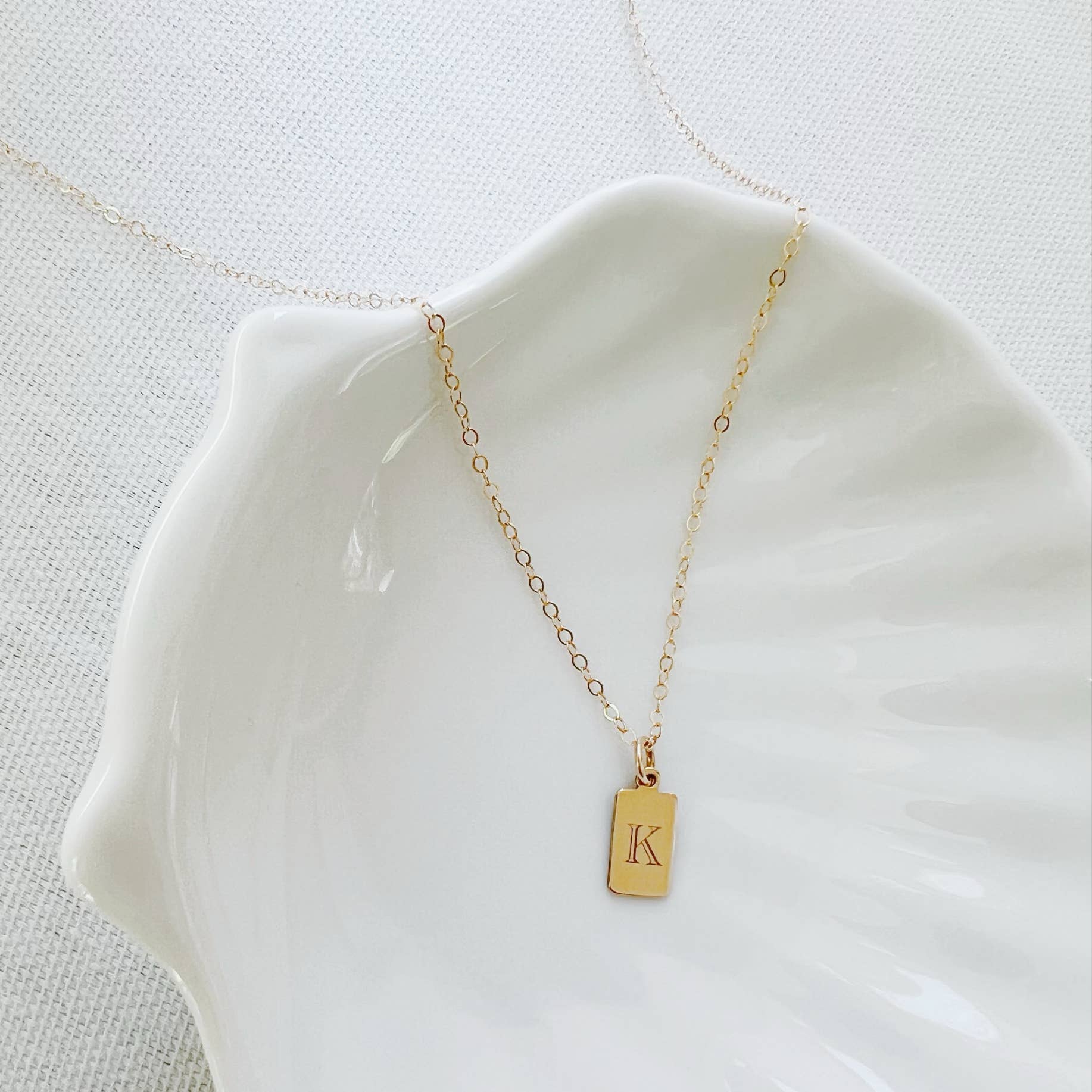 True by Kristy Jewelry - Wholesale Individual Charm/Pendant - Engraved Mini Initial Tag Charm Personalized Gold Filled8