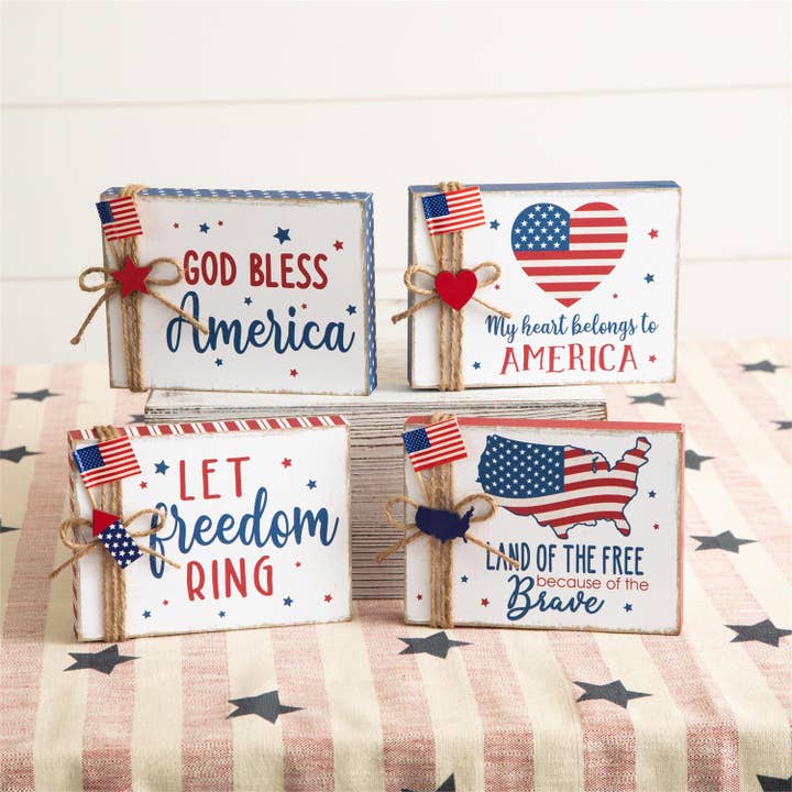 Block Sitters - Americana (Pk/08 Ast) for wholesale by Audrey's Home & Gift