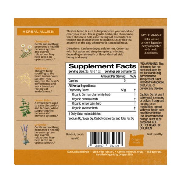 Sun God Medicinals – Engroshandel Løs te – Økologisk Heka Serenitea te 2oz1