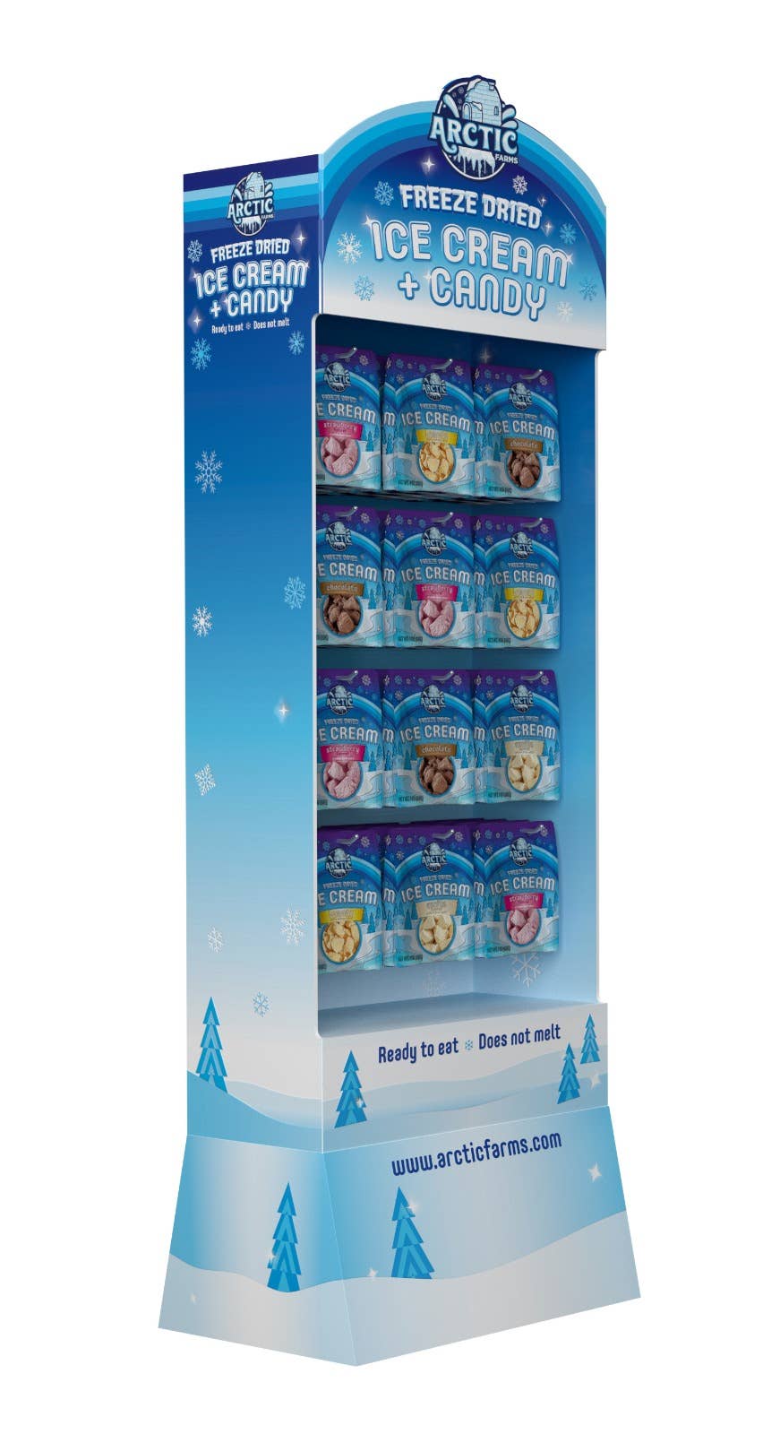 Arctic Farms - Wholesale Retailer Display - Food & Drink - Arctic Farms Freeze Dried Ice Cream & Candy Floor Stand