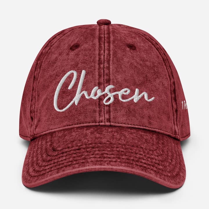 Gorra de sarga de algodón vintage Chosen Powerful Word con verso bíblico para venta al por mayor de iPhrase