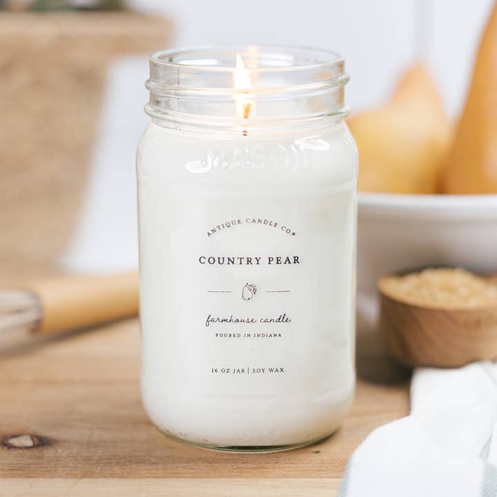 Antique Candle Co.® - Wholesale Jar/Filled Candle - Country Pear - Soy Wax Mason Jar Candle4