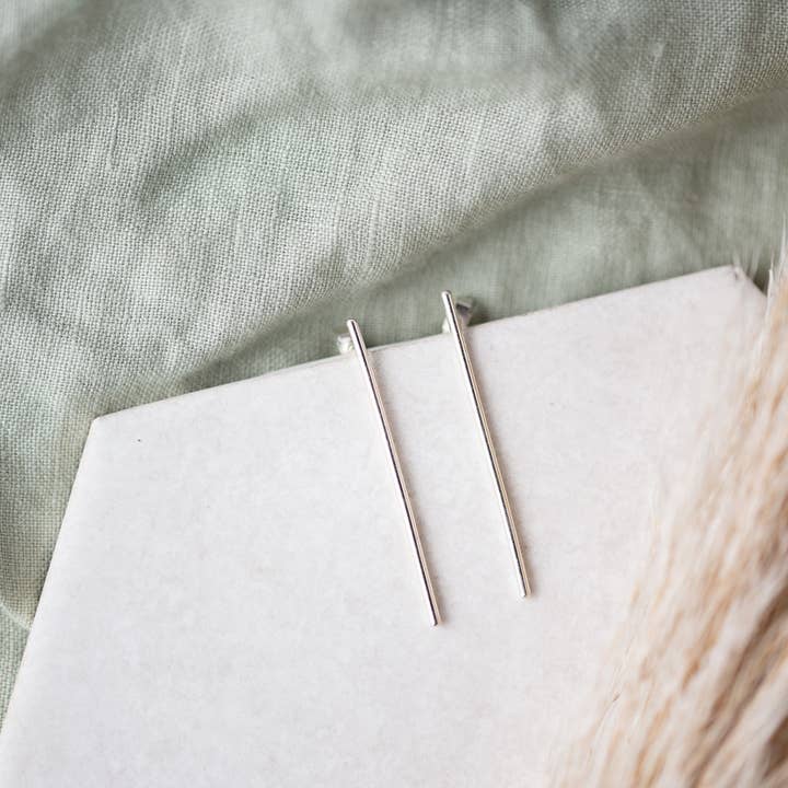 Long Silver Bar Earrings for wholesale by Anna Calvert Jewellery