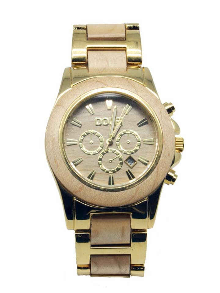 Wood and gold watch, Sirius for wholesale by Dolfi