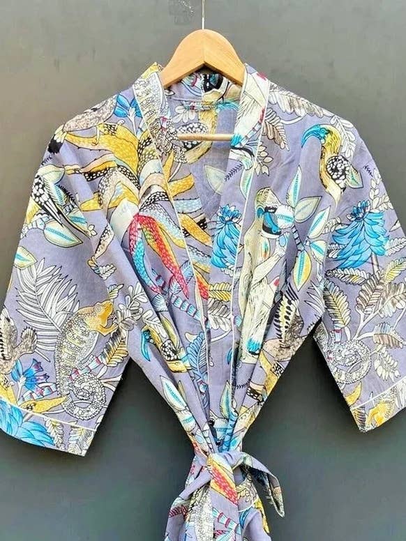 bhavnas boutique - Wholesale Kimono - Women's - Monkey Print Women Kimono, Free Size Dressing Gown