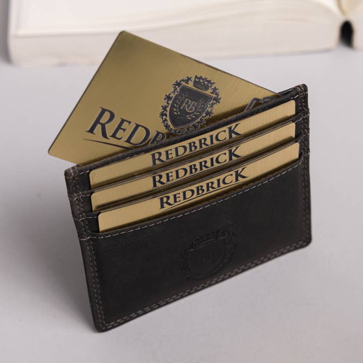 Redbrick Men's Black Hunter Leather Card Holder for wholesale by Redbrick