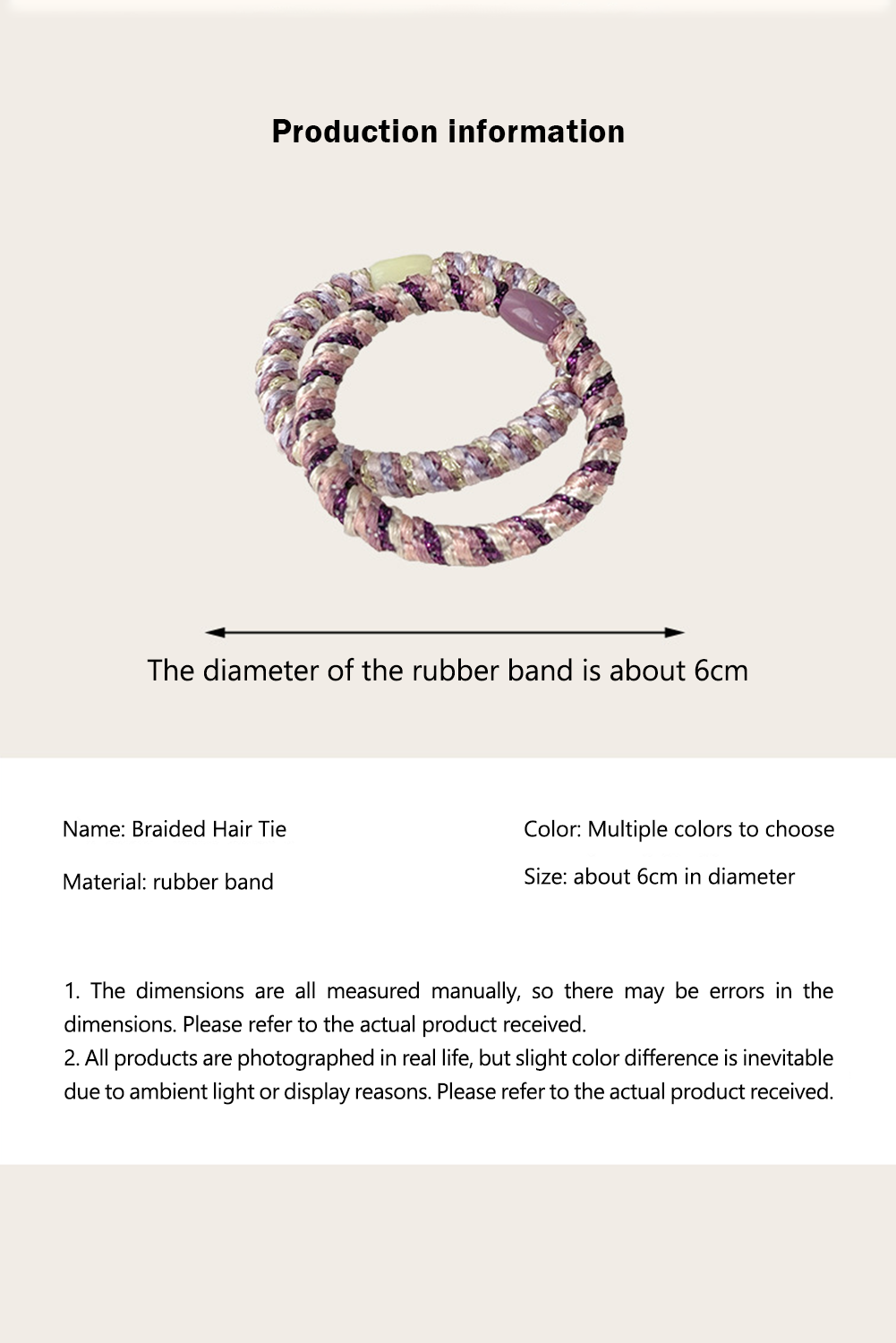 Purple 15 pcs Elastic Braided Hair Tie for wholesale on Faire2