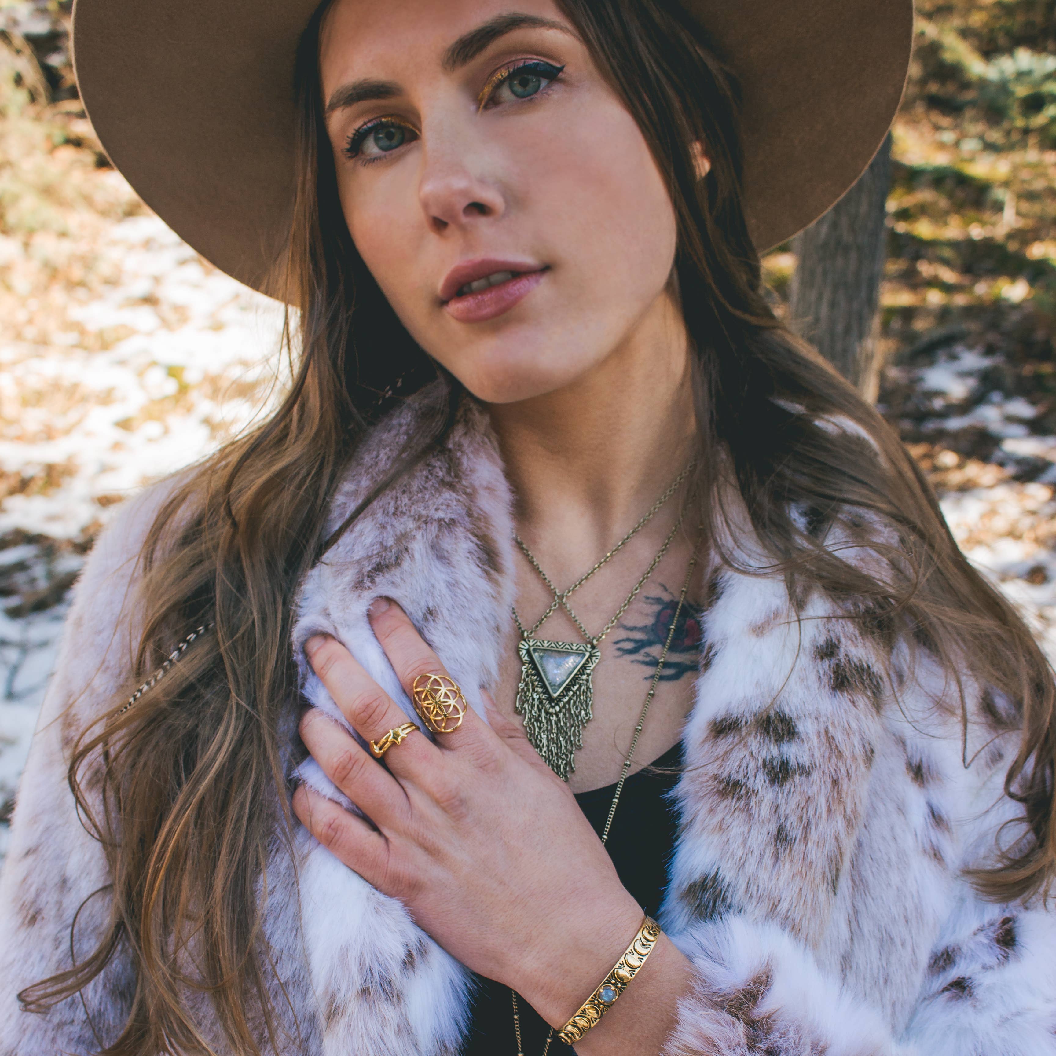 Hiouchi Jewels | Rose & Bolt Grateful Dead Jewelry - Wholesale Cocktail/Statement Ring - Seed of Life Ring | Gold4